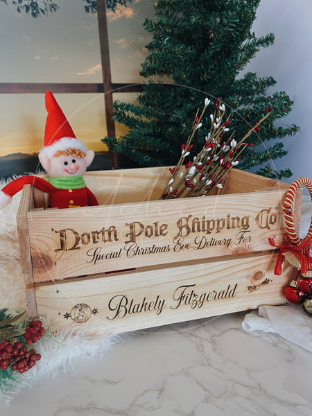 Christmas Laser Engraved Wooden Crate | North Pole Shipping Co.