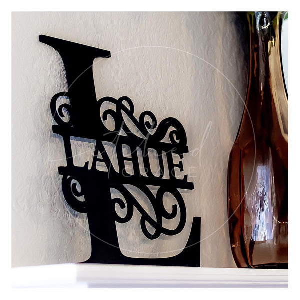 Monogram Letter & Last Name Shelf Leaner