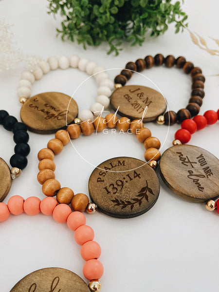 Custom Wooden Disc Bracelet