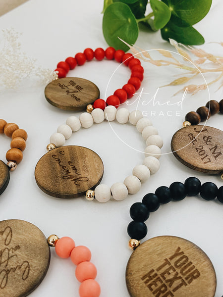 Custom Wooden Disc Bracelet