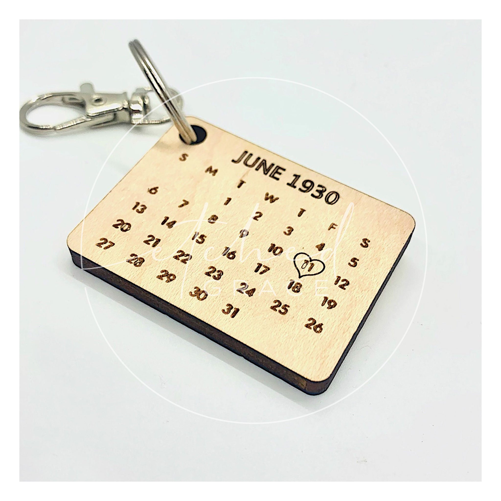 Special Date Calendar Engraved Keychain