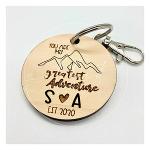 Greatest Adventure Wooden Engraved Keychain