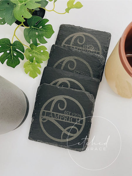 Set of Square Slate Coasters