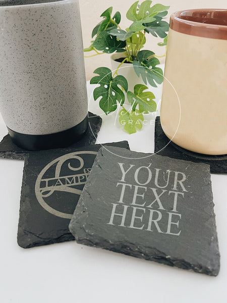 Set of Square Slate Coasters