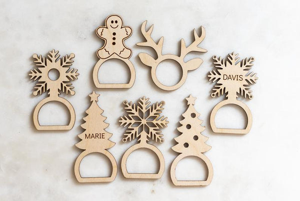 Personalized Fall and Winter Napkin Ring Set