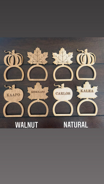 Personalized Fall and Winter Napkin Ring Set