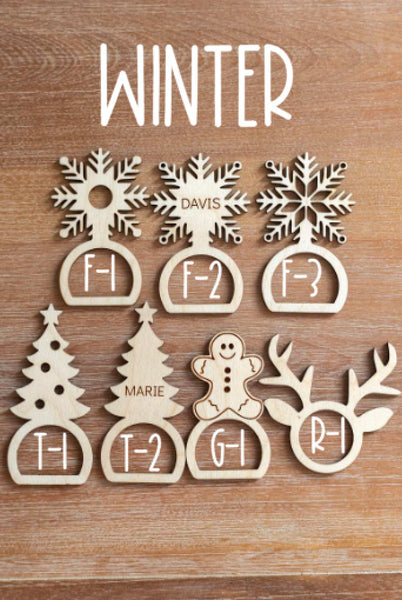 Personalized Fall and Winter Napkin Ring Set