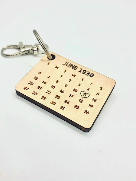 Special Date Calendar Engraved Keychain