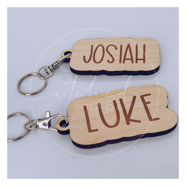 Engraved Name Keychains | Backpack Tags