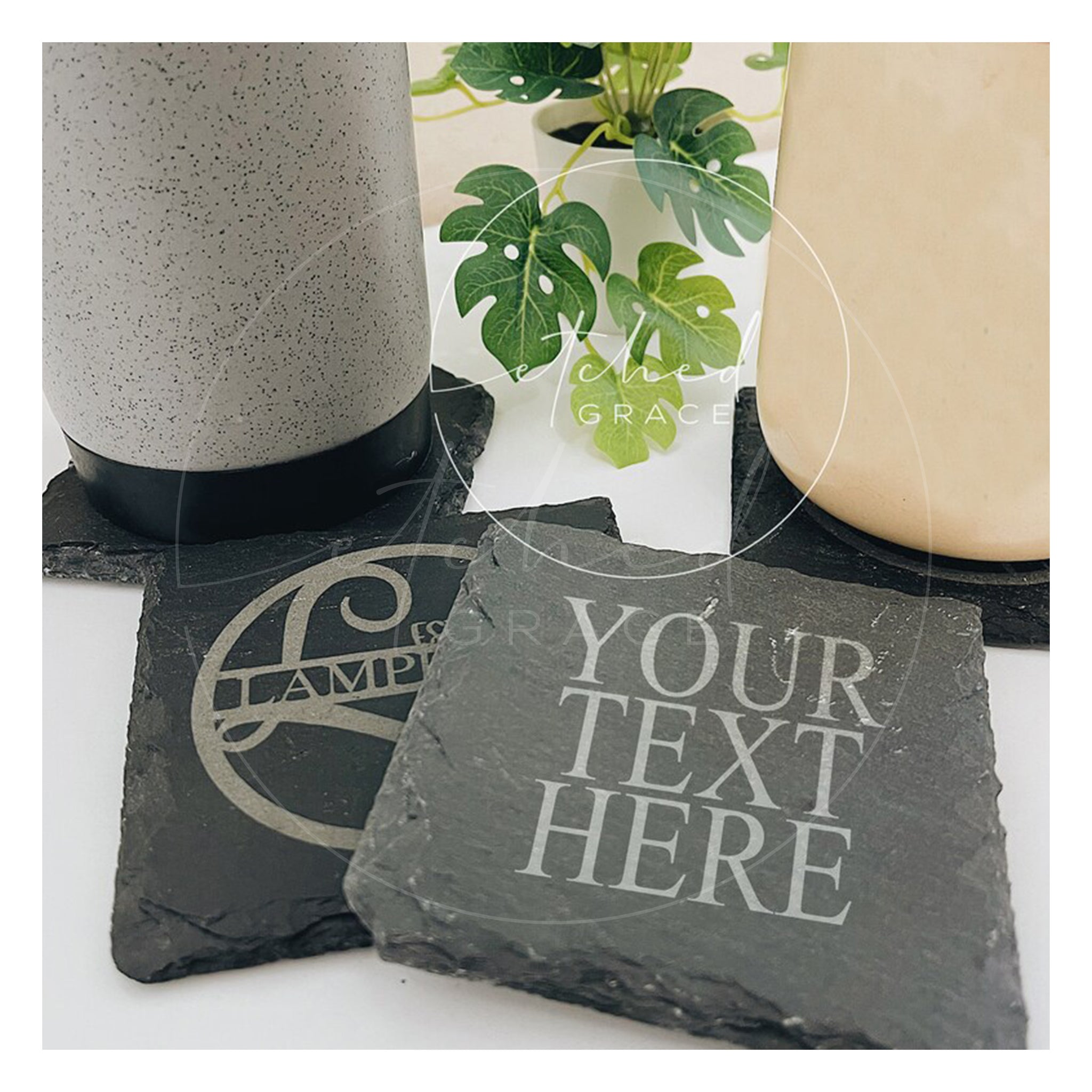 Set of Square Slate Coasters