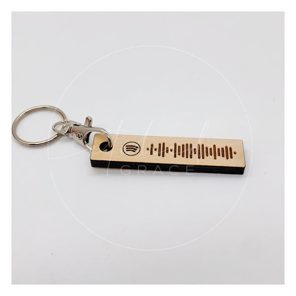 Spotify Code Wooden Engraved Keychain